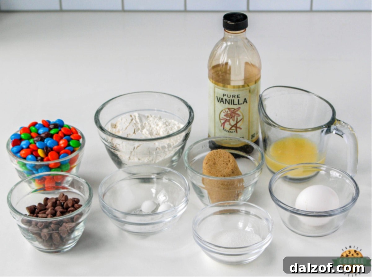 Ingredients in M&M Cookie Pizza