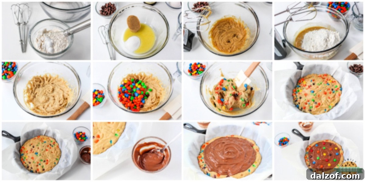 Step by step instructions on how to make M&M Cookie Pizza