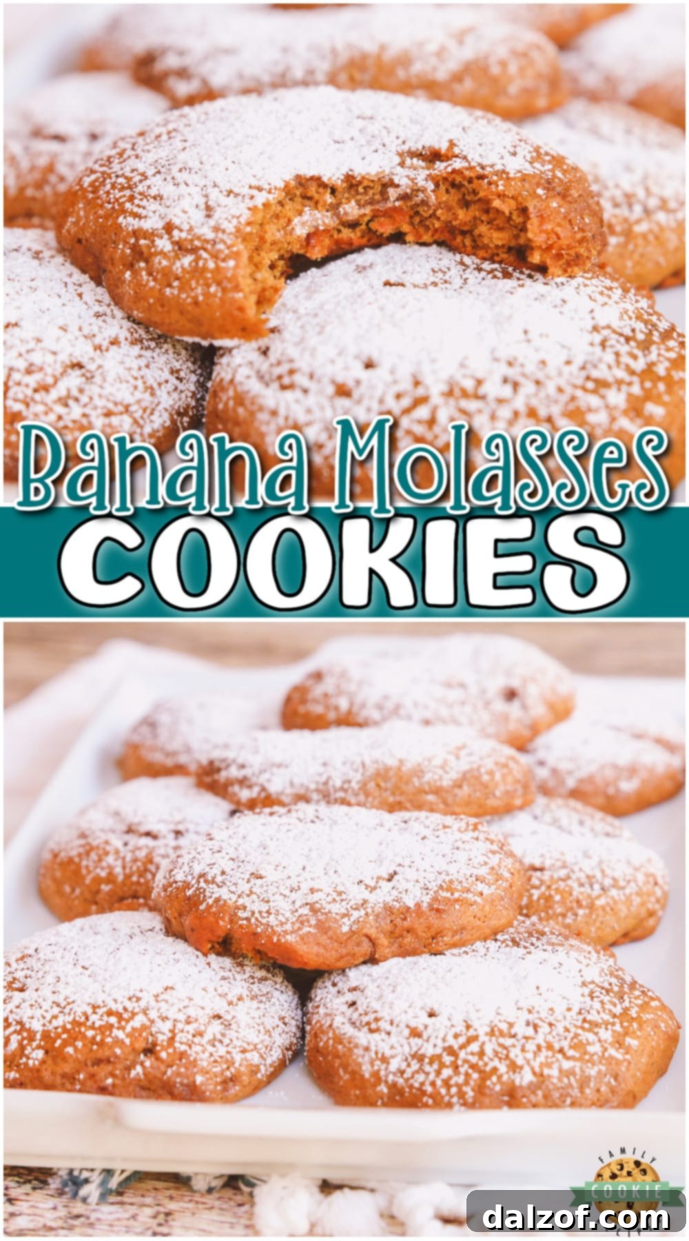 Banana Molasses Cookies, soft and pillowy with ripe bananas & warm spices, a new holiday favorite recipe