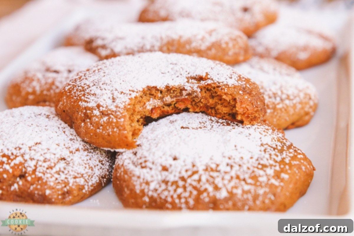 Close-up of a banana molasses cookie with a bite taken out
