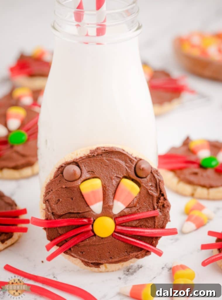 halloween cat cookies and milk
