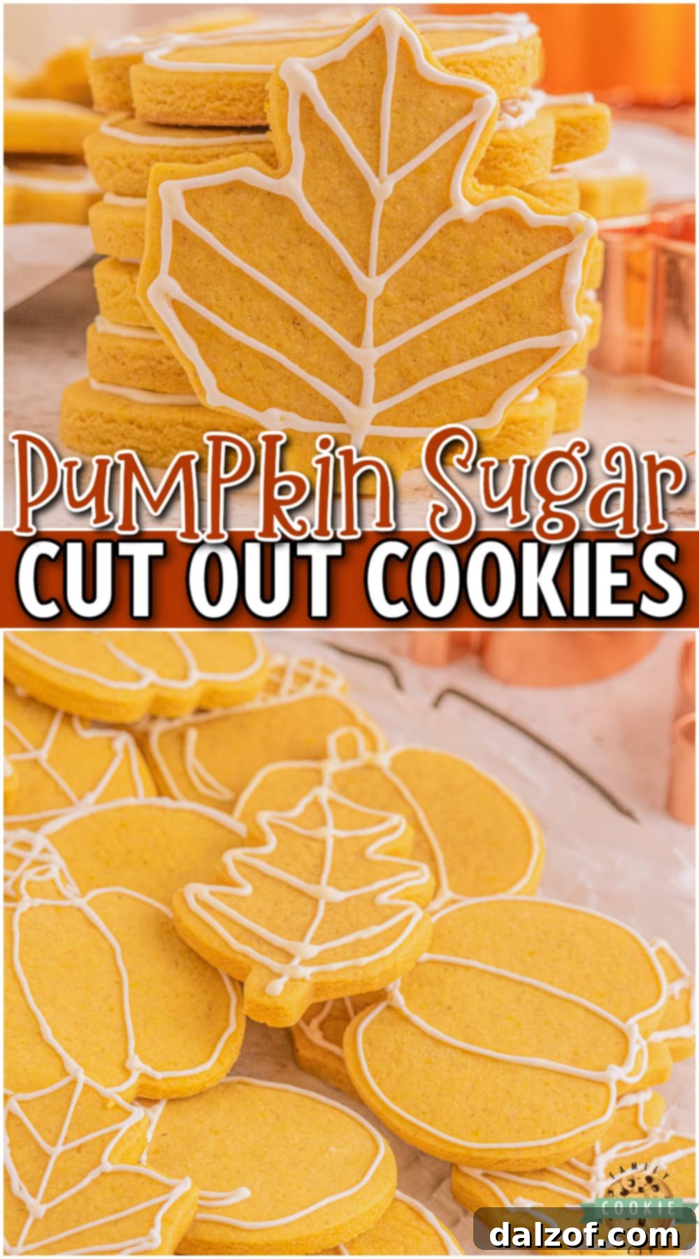 Fall Cut Out Sugar Cookies are soft, flavorful pumpkin cookies cut into delightful Autumn shapes! Perfect pumpkin spice flavor in these buttery sugar cookies.