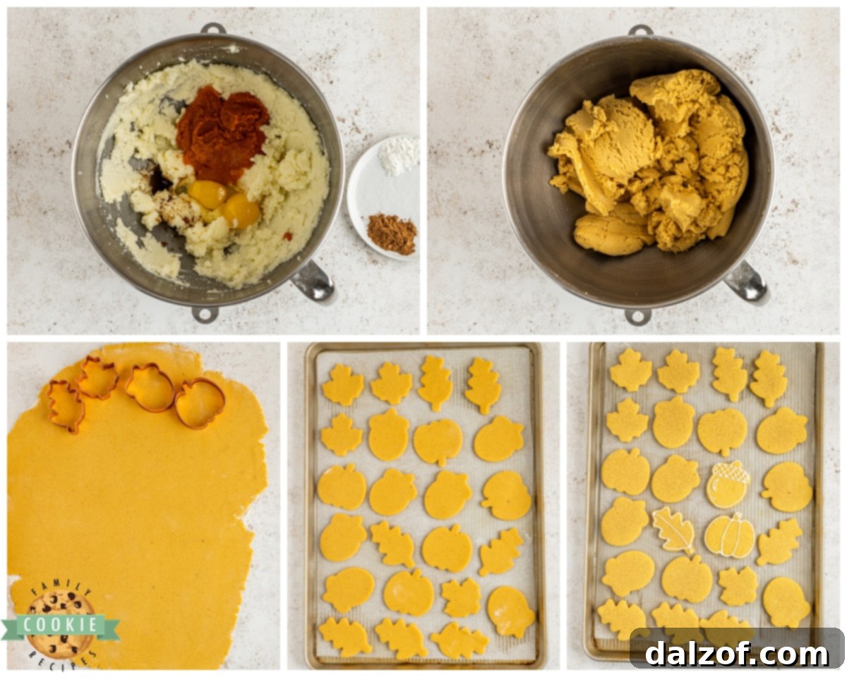 making Fall pumpkin cut out cookies