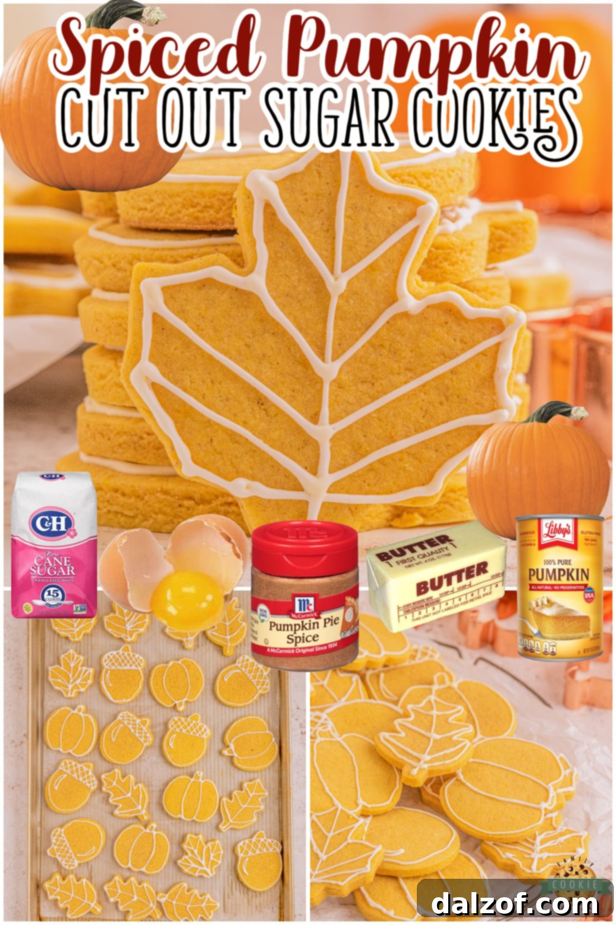 Fall Cut Out Sugar Cookies are soft, flavorful pumpkin cookies cut into delightful Autumn shapes! Perfect pumpkin spice flavor in these buttery sugar cookies.
