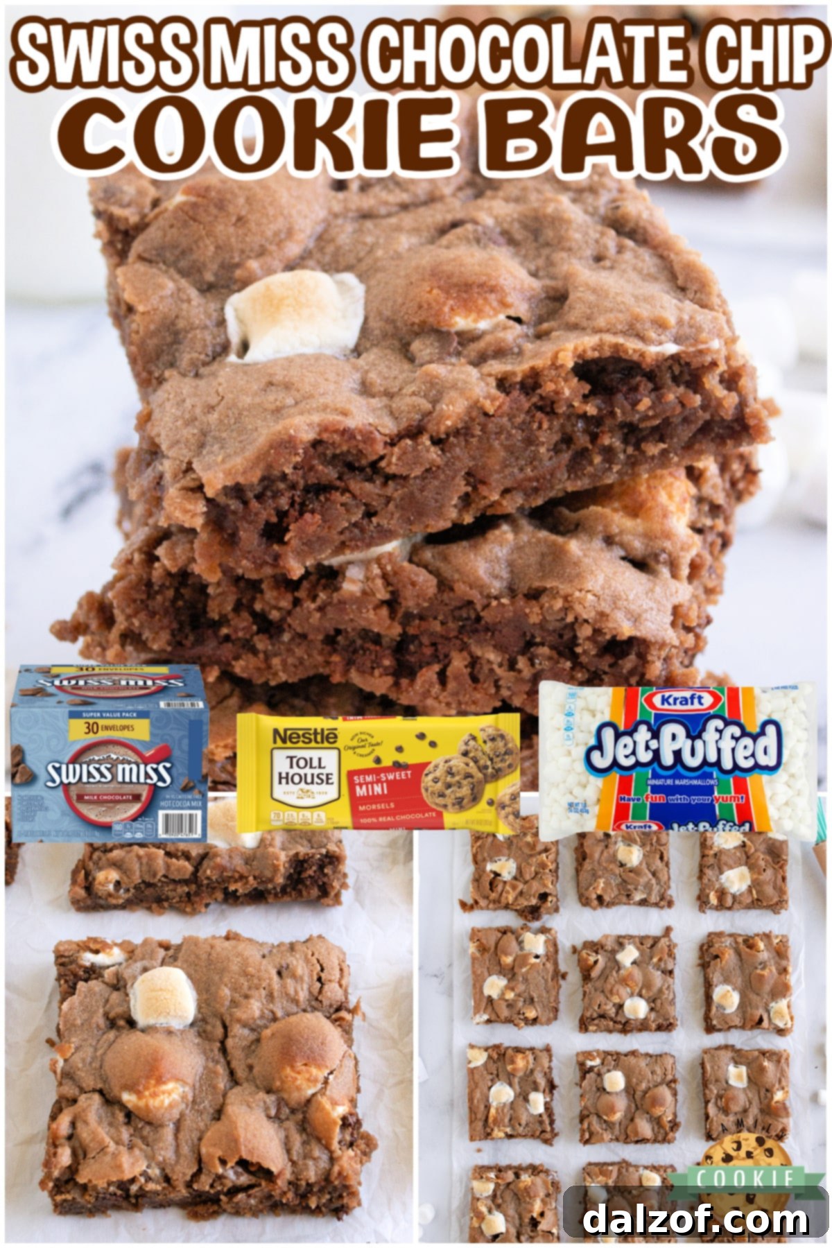 A large tray of freshly baked Swiss Miss Chocolate Chip Cookie Bars ready to be cut.
