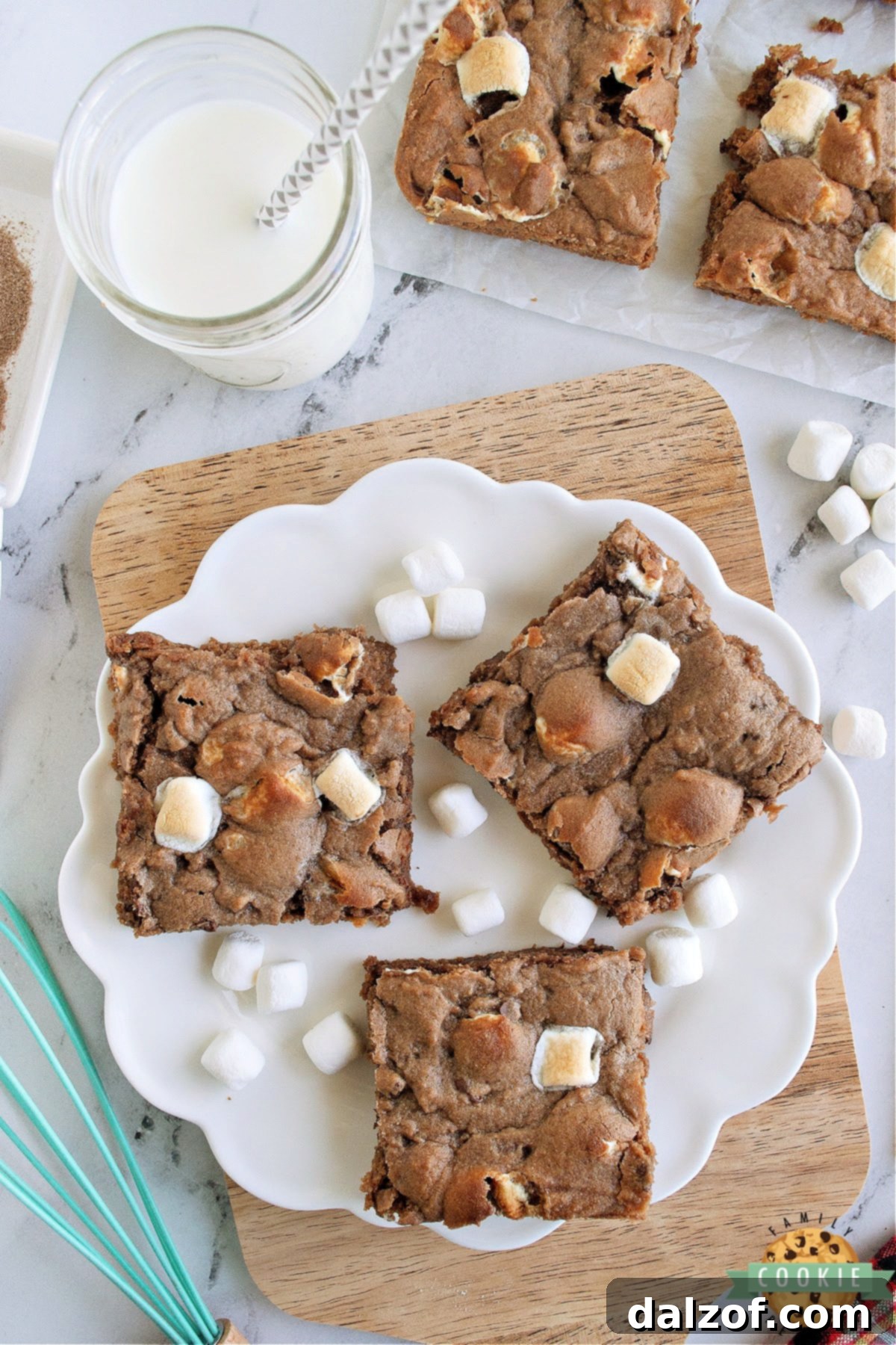Perfectly cut Swiss Miss Chocolate Chip Cookie Bars on a cooling rack.