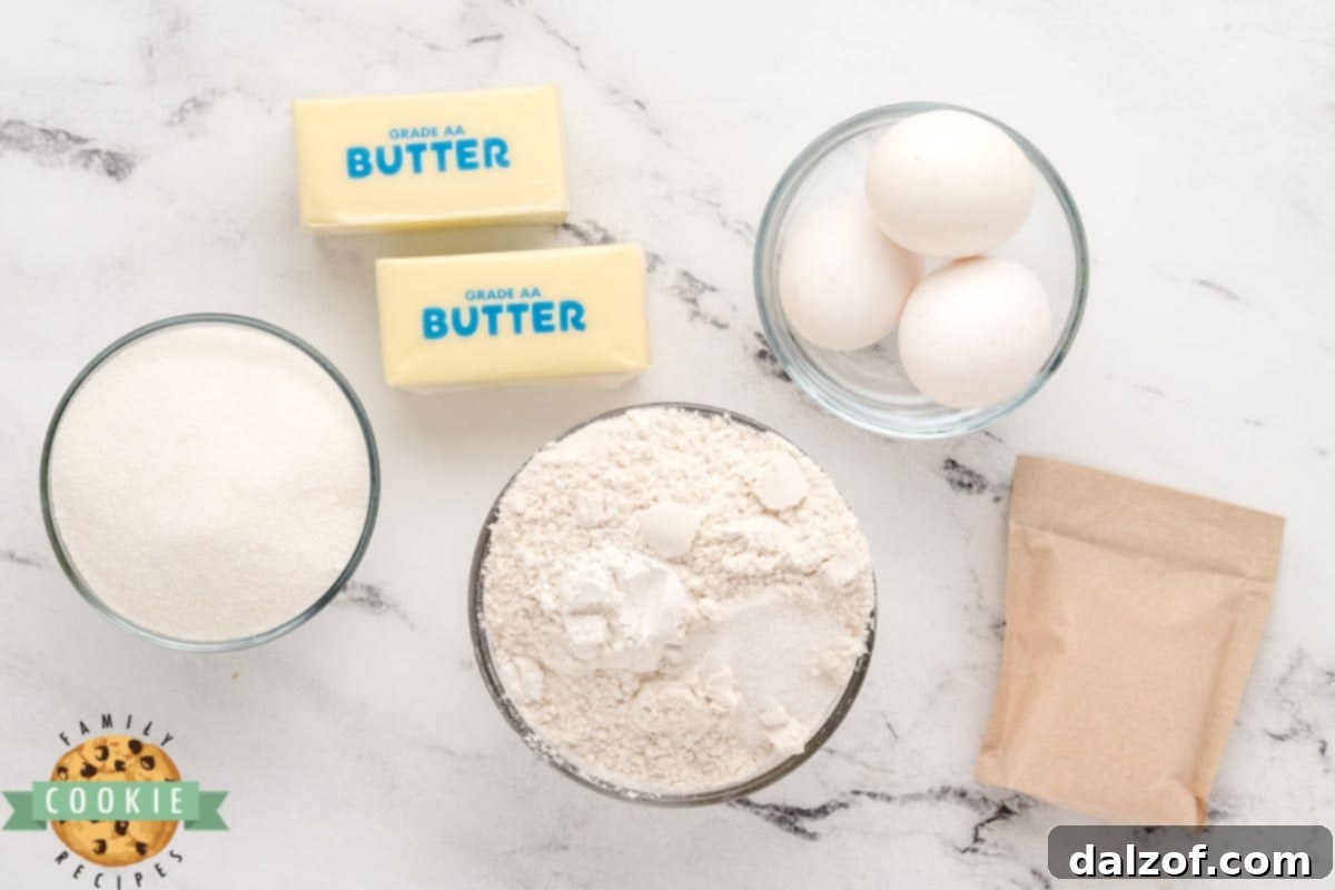 Ingredients for Jello Sugar Cookies laid out