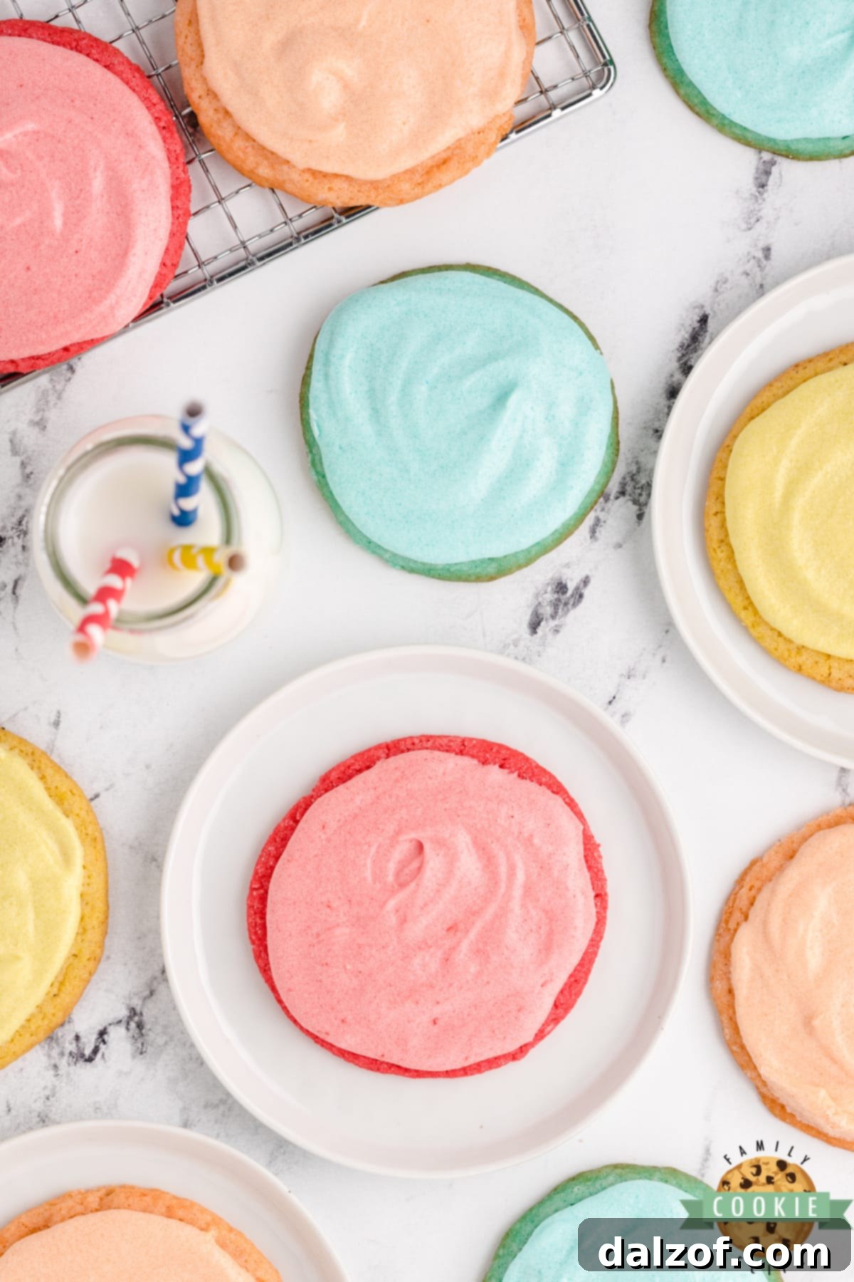 Sugar cookies made with Jello in various bright colors
