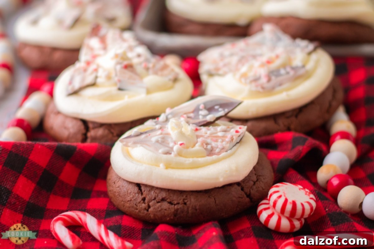 Bakery-style chocolate peppermint cookies, cooling on a rack.