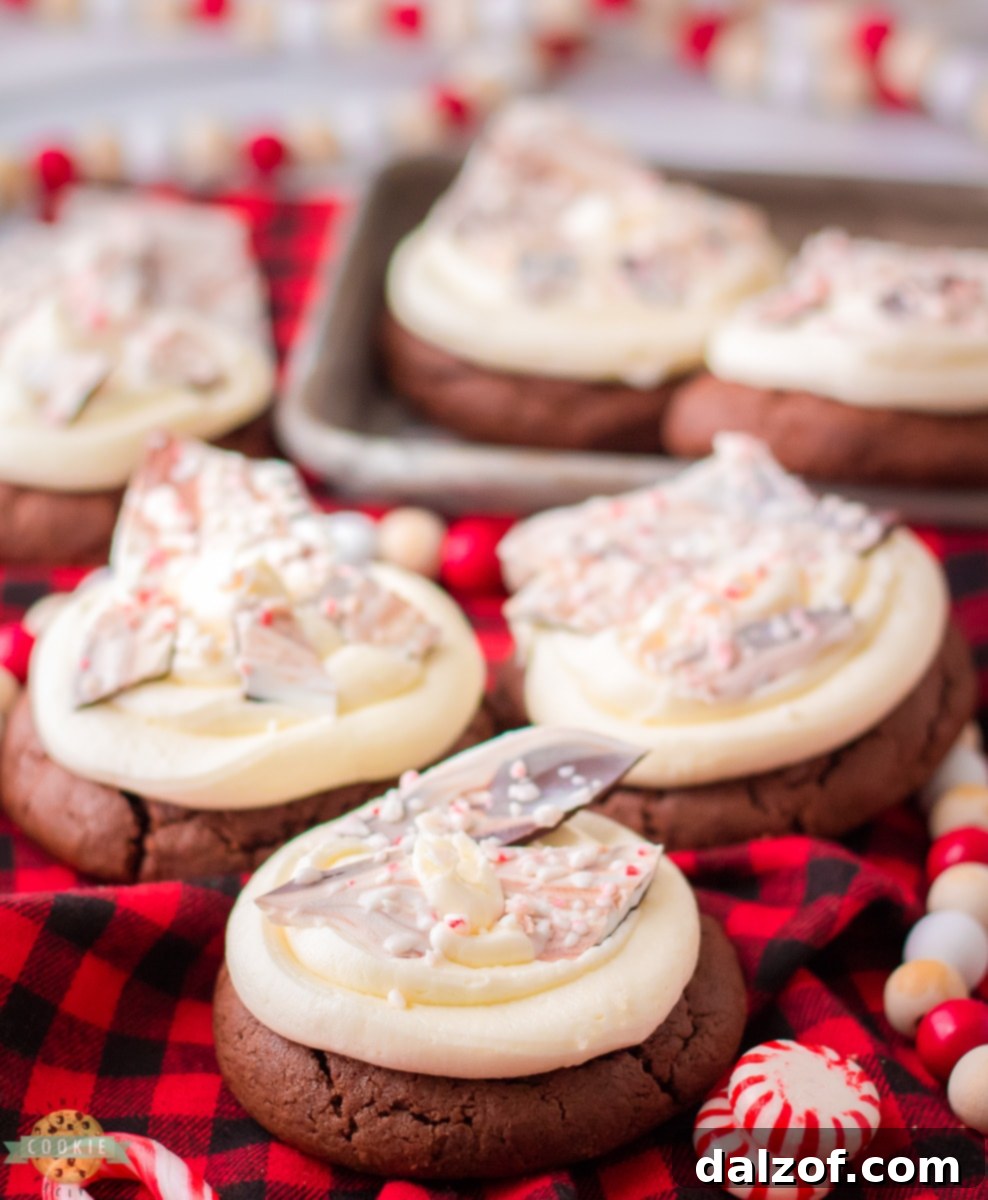 More holiday chocolate peppermint cookies, perfect for festive gatherings.