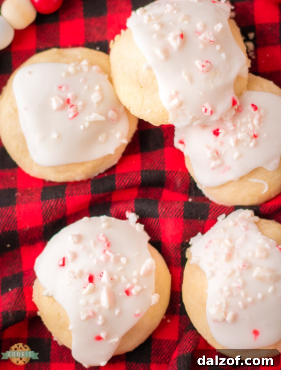 meltaway cookies with peppermint icing