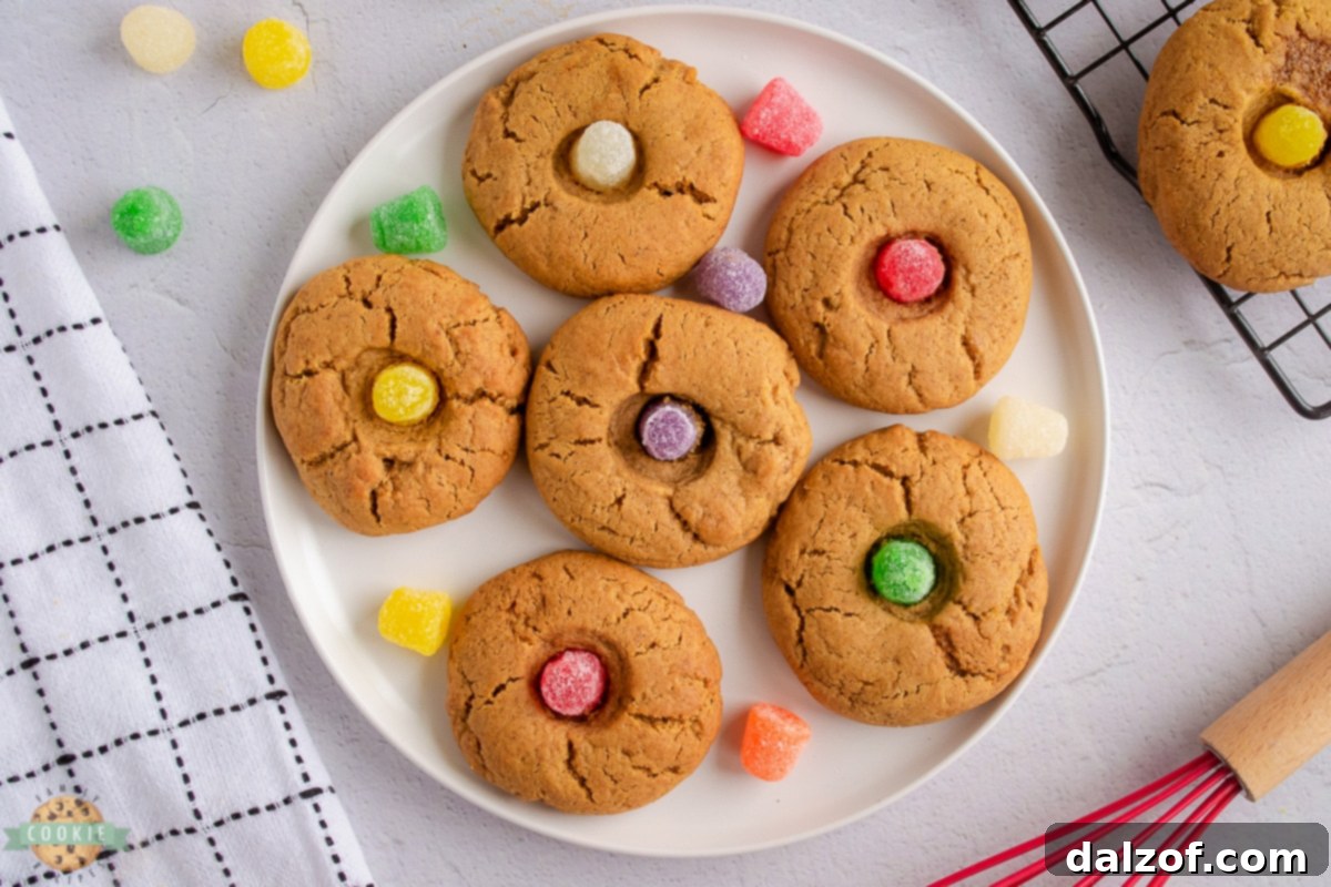 gingerbread gumdrop cookies on a white plate