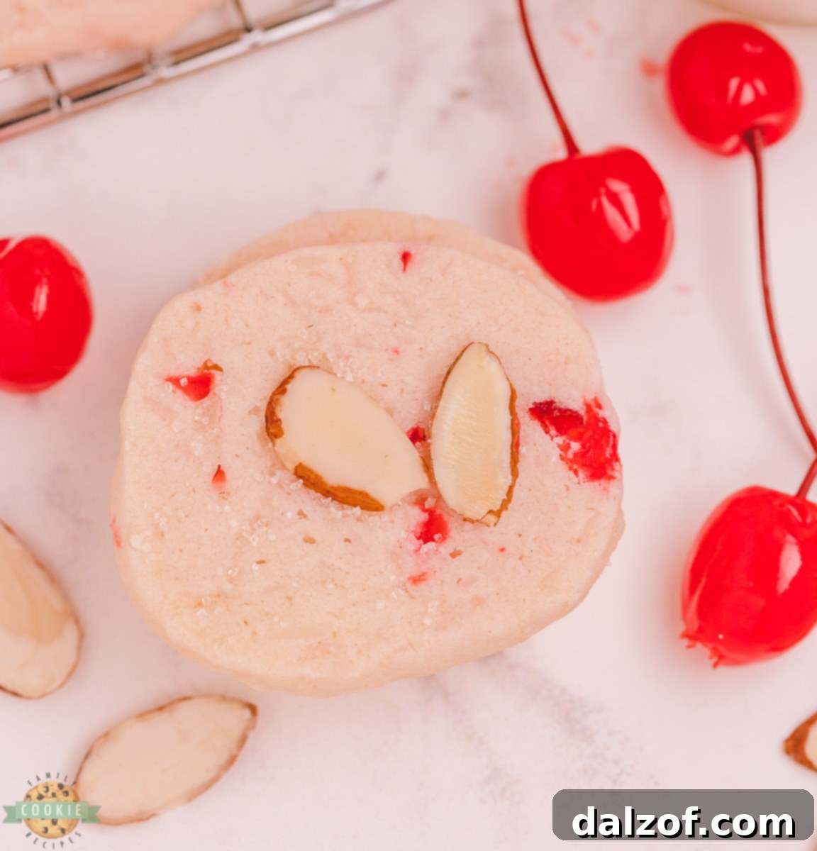 shortbread cookies with cherries, almond and coconut