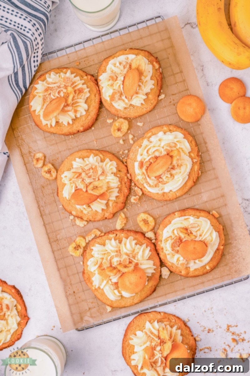 gourmet banana cream cookies with elegant frosting