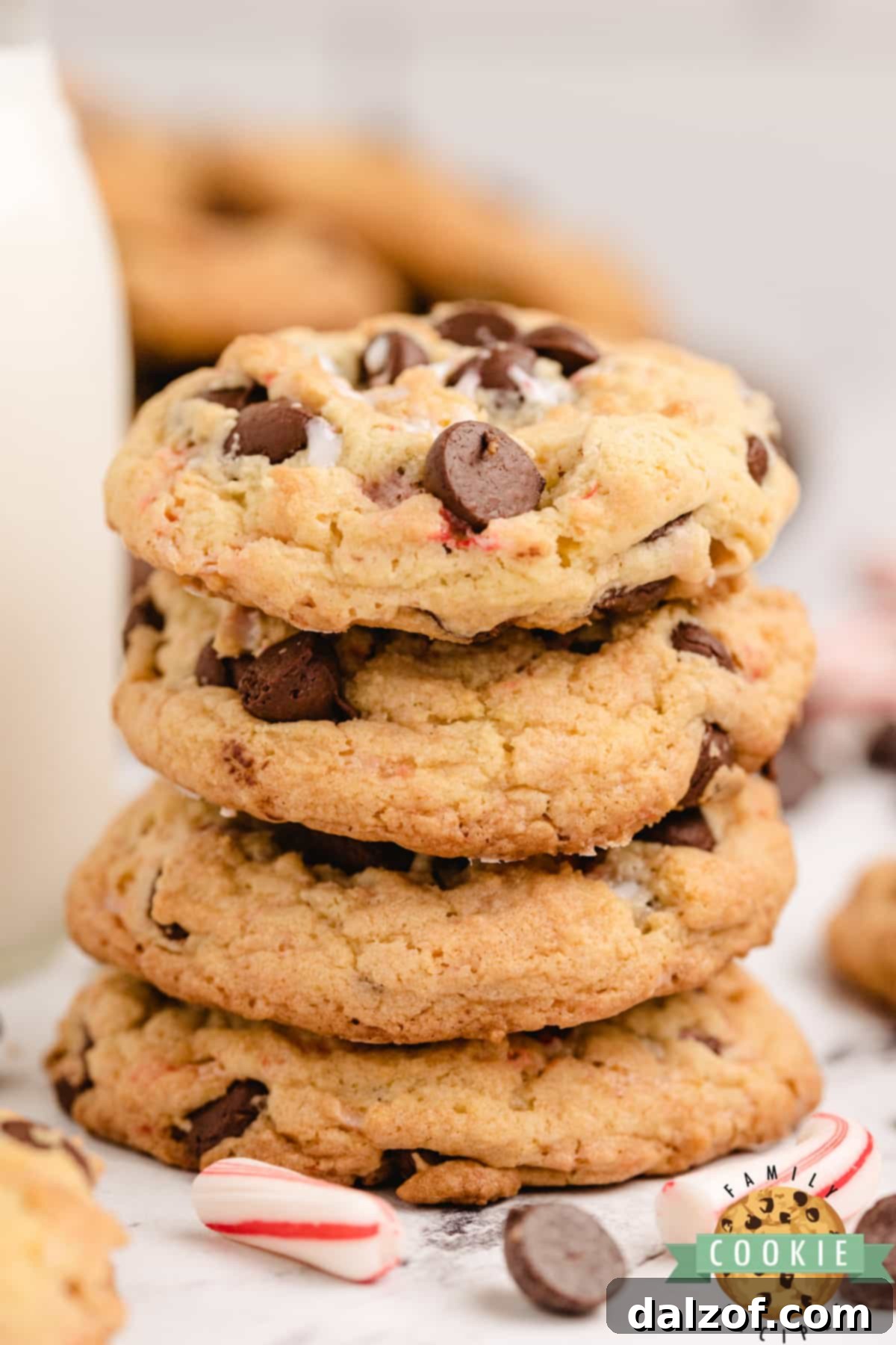 Cookies with chocolate chips and crushed candy canes