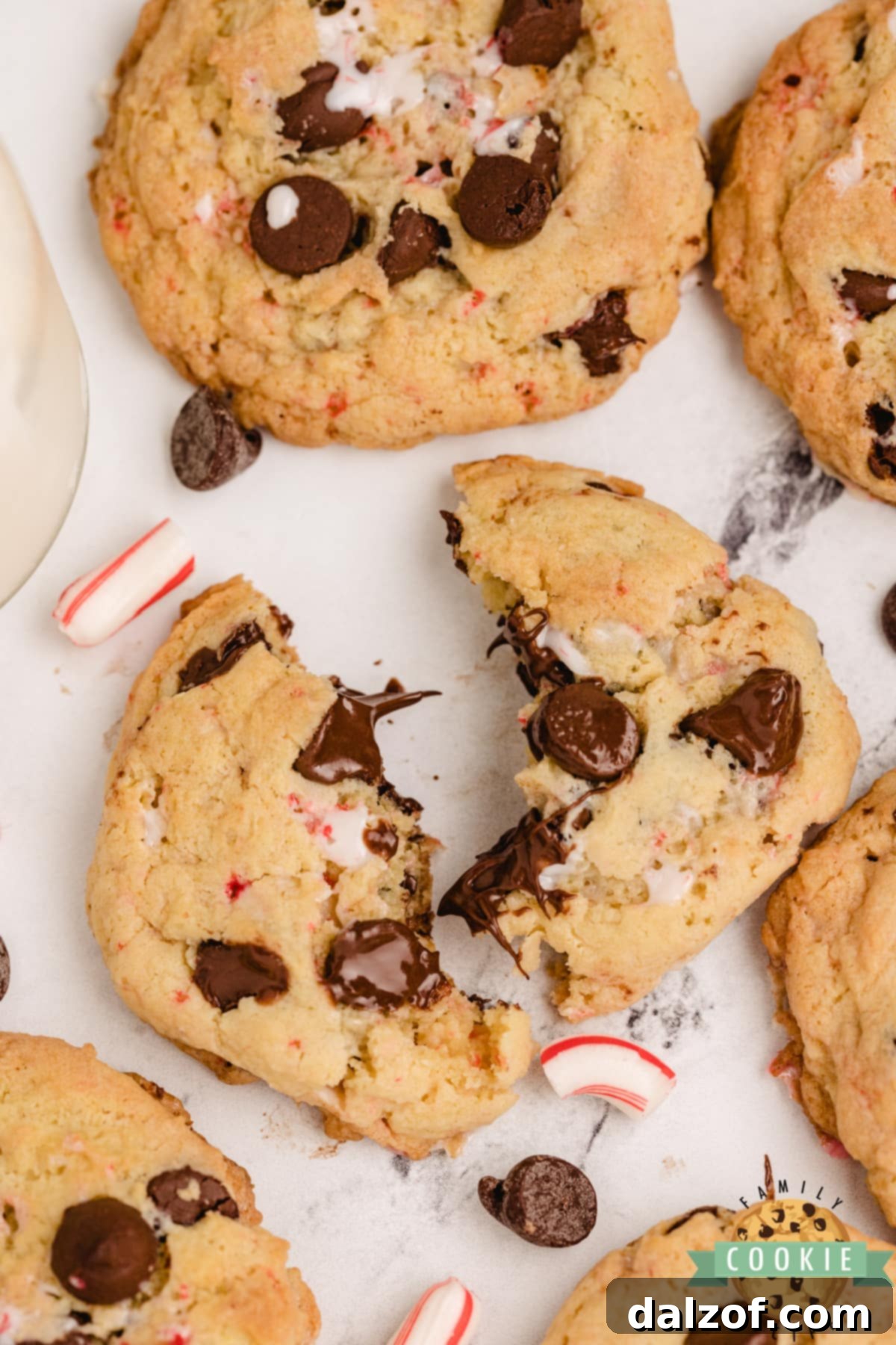 Cookies with chocolate chips and crushed candy canes