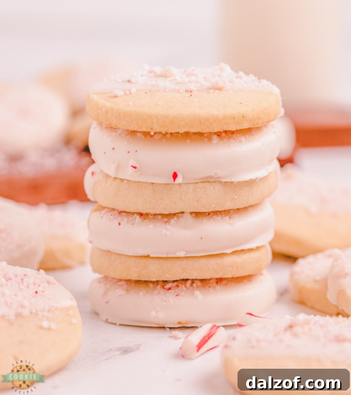 stack of peppermint shortbread