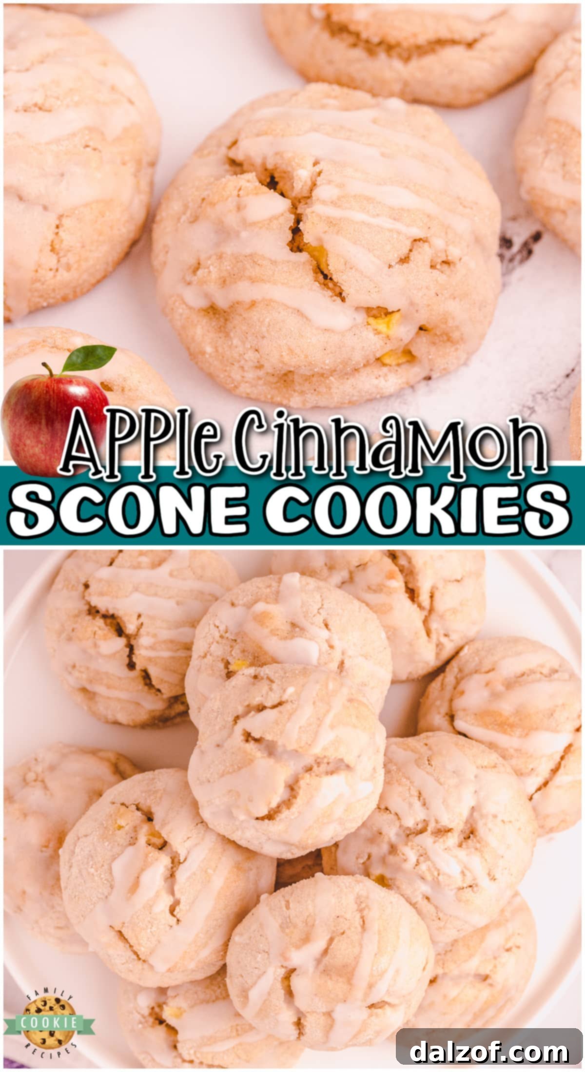 Apple Cinnamon Scookies are scone meets cookie in a delightful buttery tender treat! Great apple cinnamon cookies topped with a simple glaze.