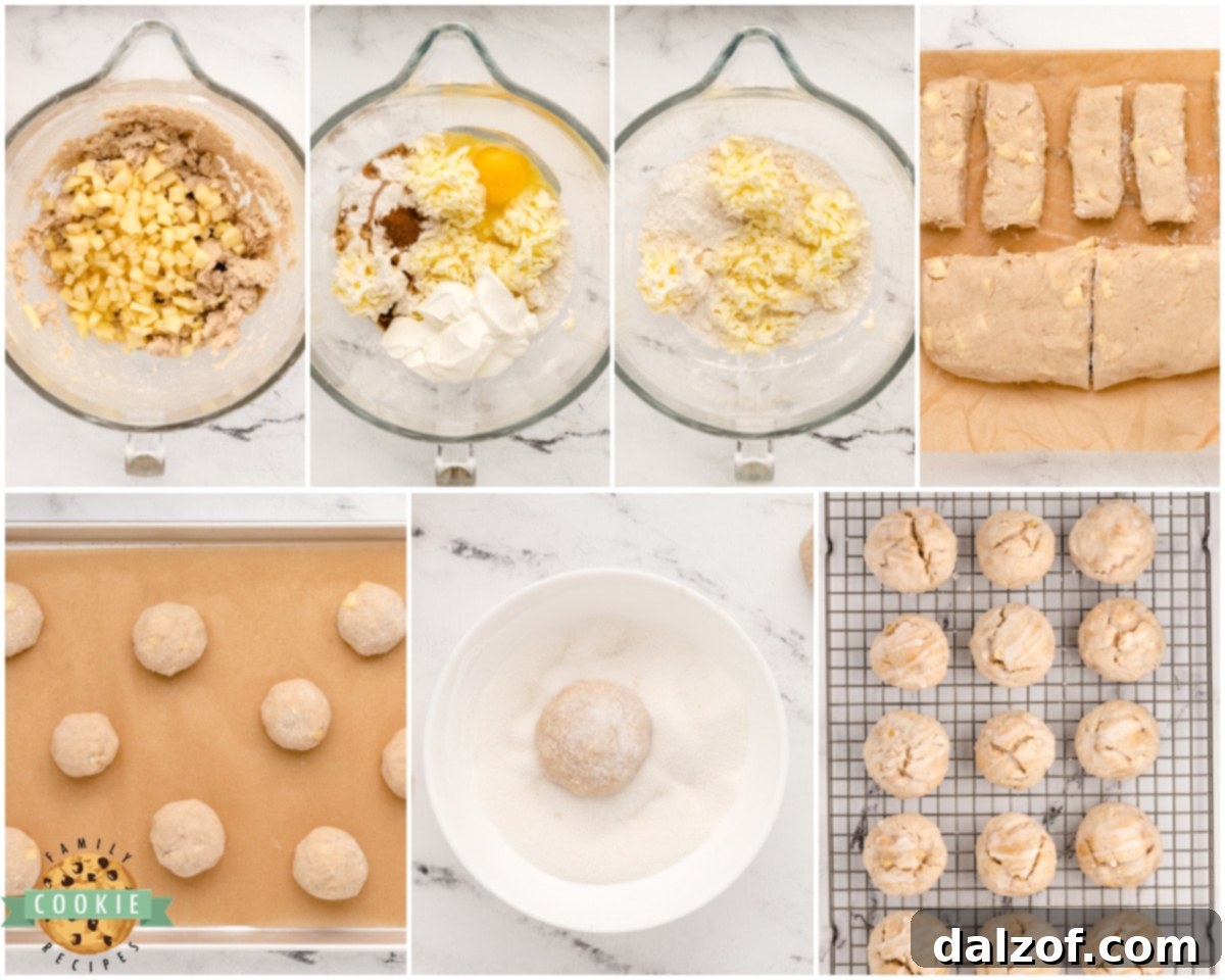 Step-by-step image of how to make apple cinnamon scookies.