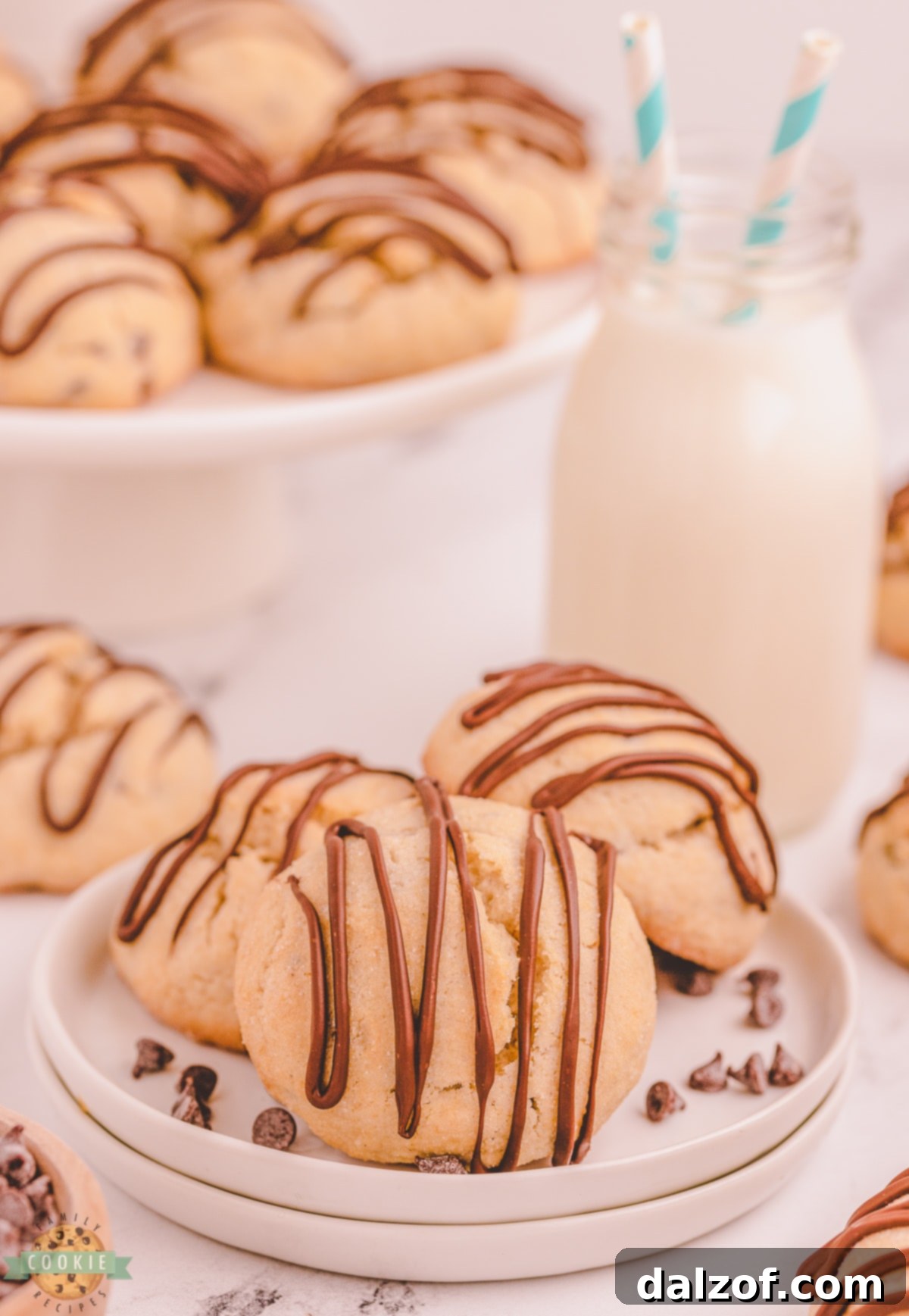 serving chocolate chip scookies with milk