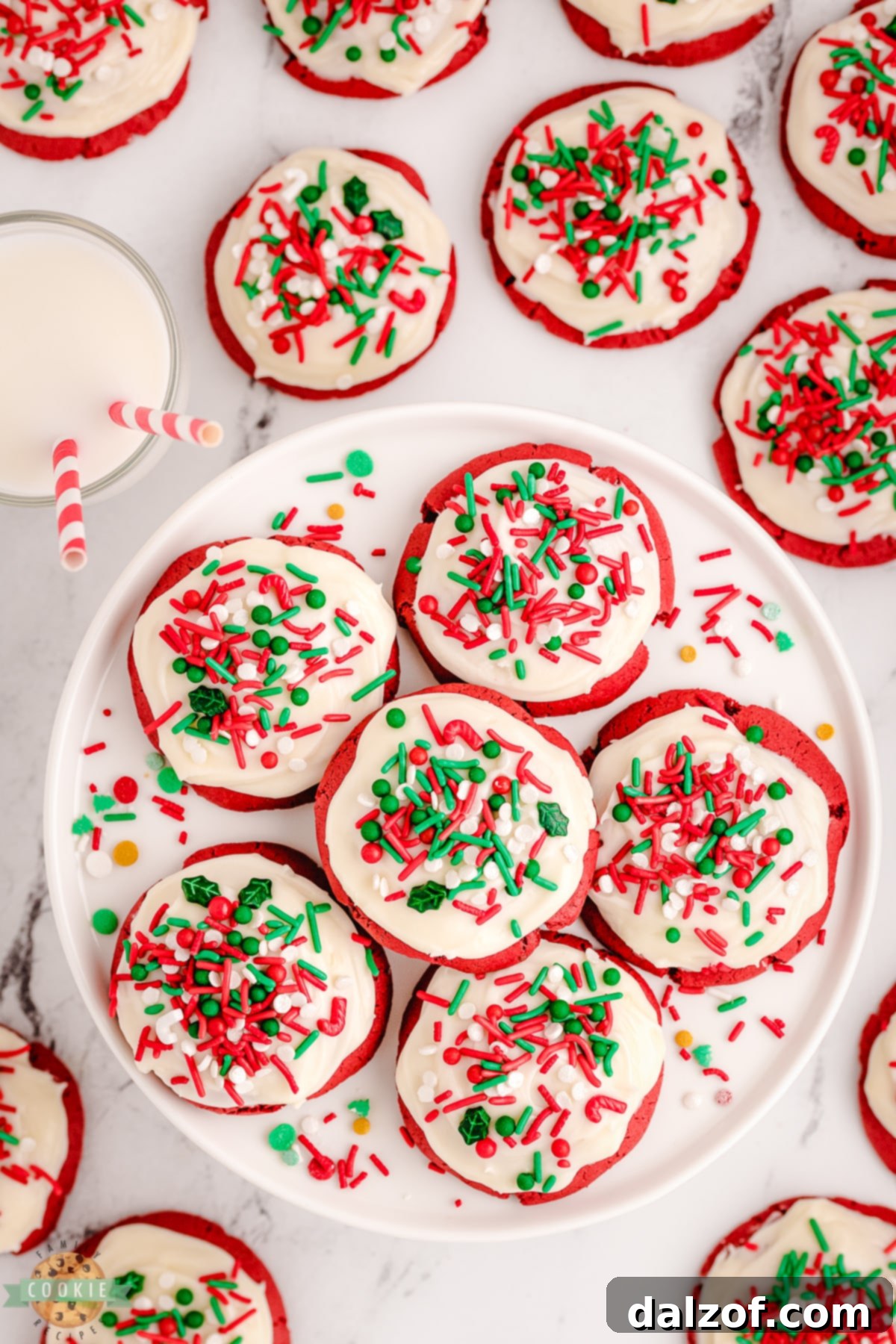 red velvet cookies with milk