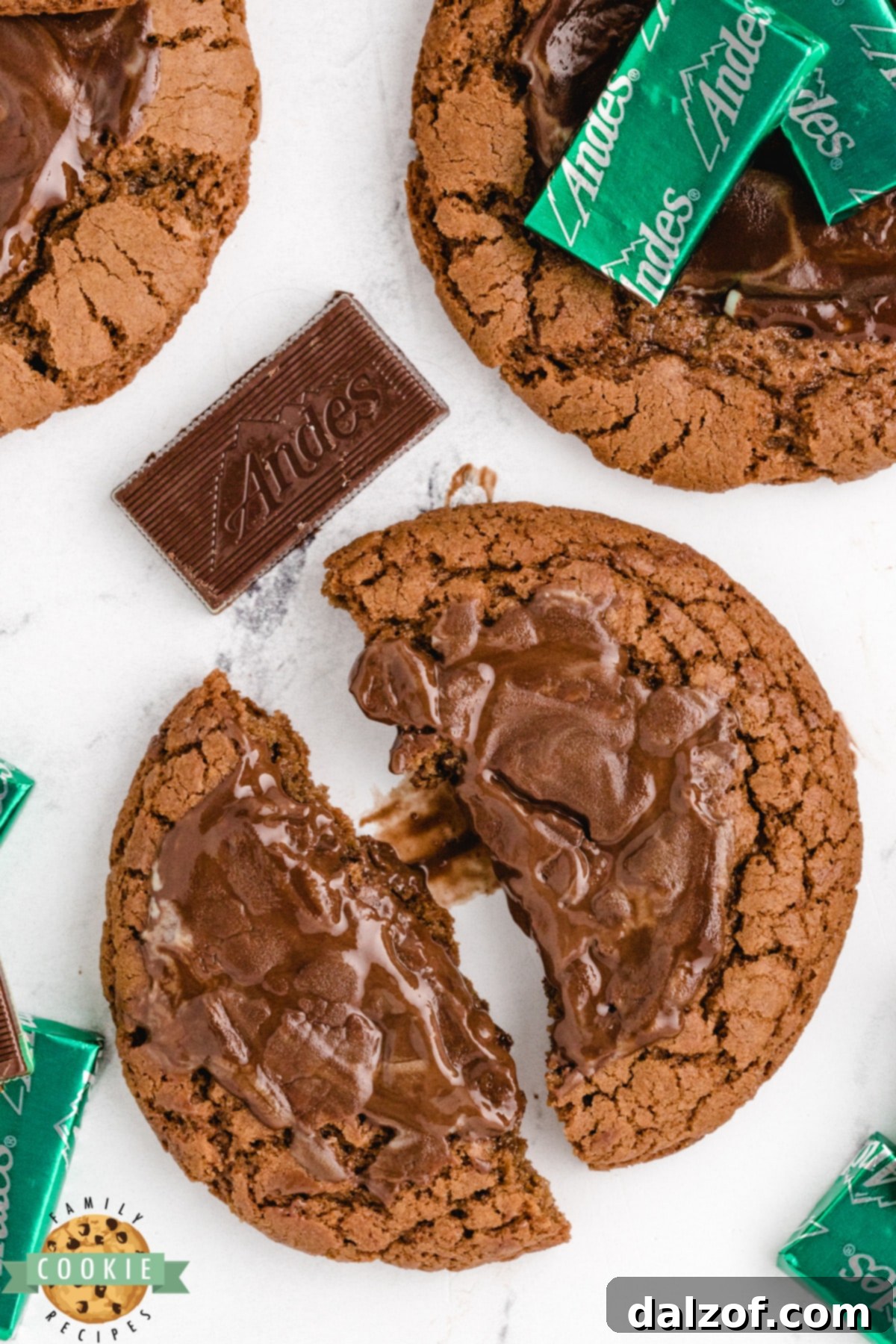 Andes Mint Chocolate Cookies are chewy, chocolate and frosted with a melted Andes mint! These cookies are the perfect combination of chocolate and mint.