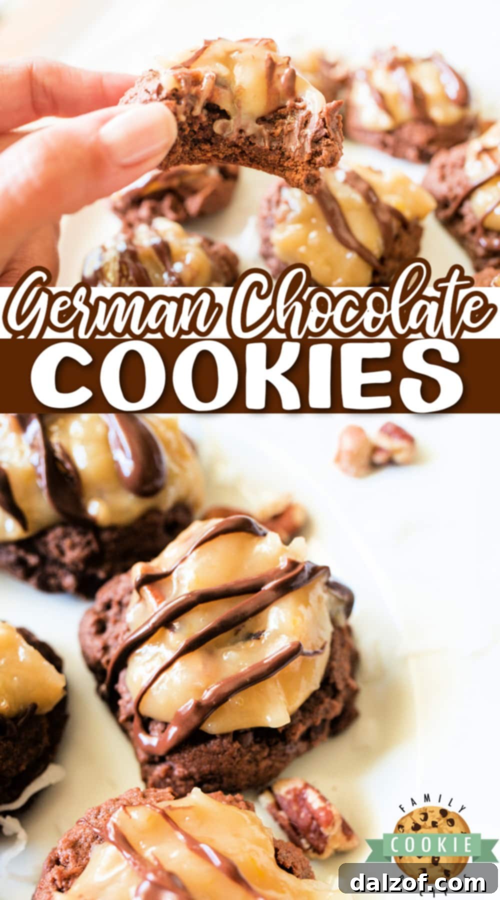 Platter of finished German Chocolate Cookies ready to be served