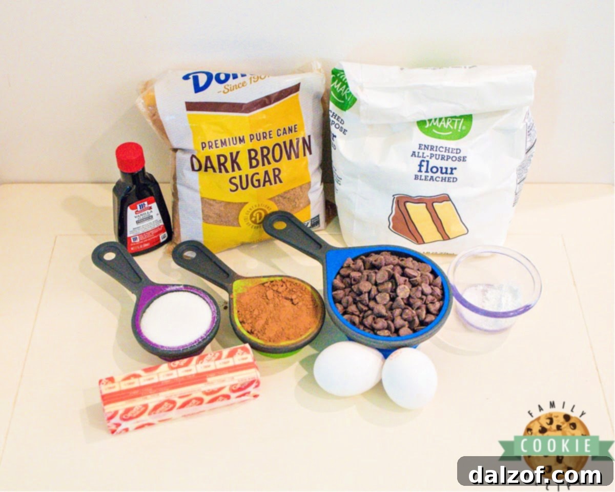 Key ingredients for making German Chocolate Cookies