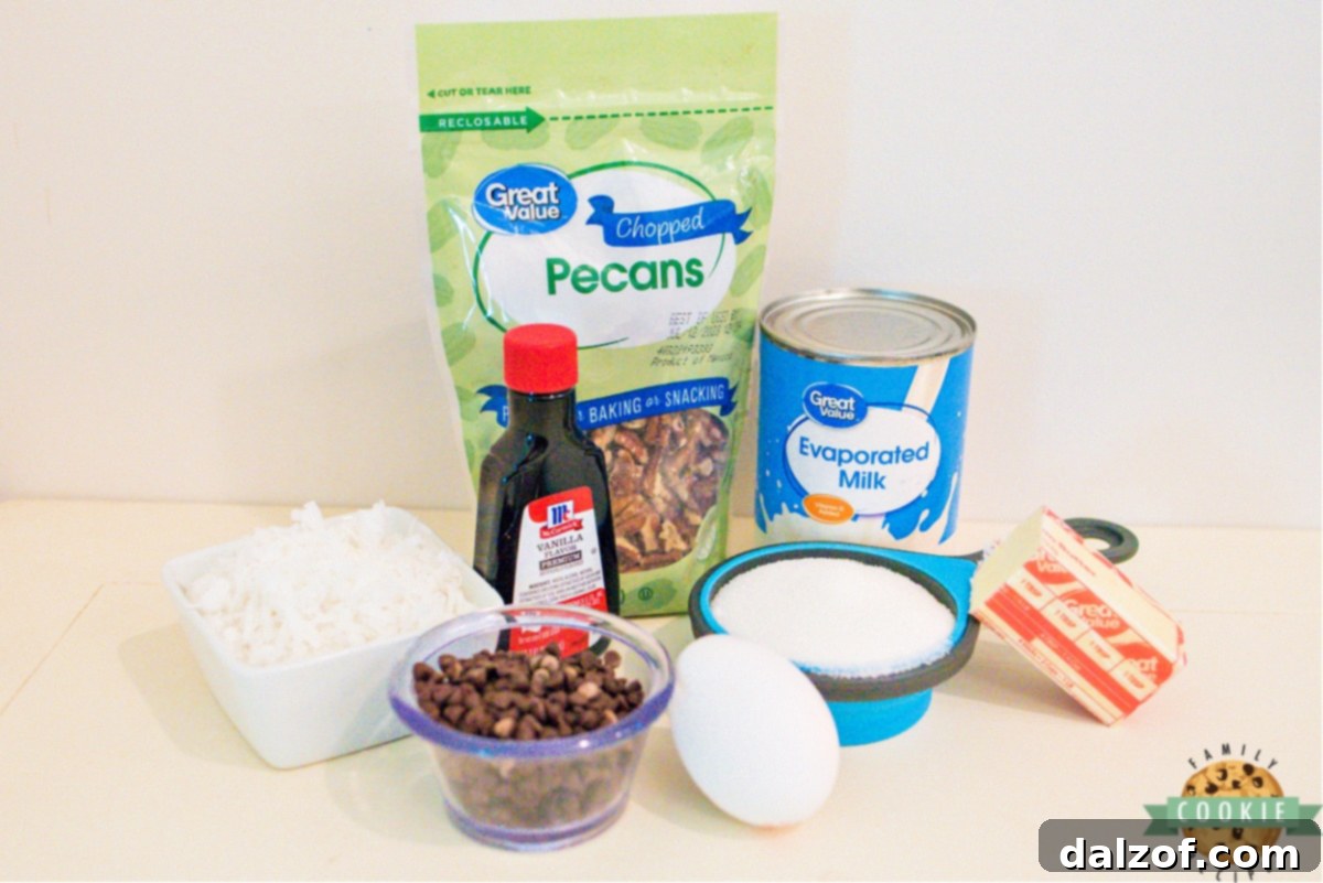 Ingredients for the creamy coconut pecan topping
