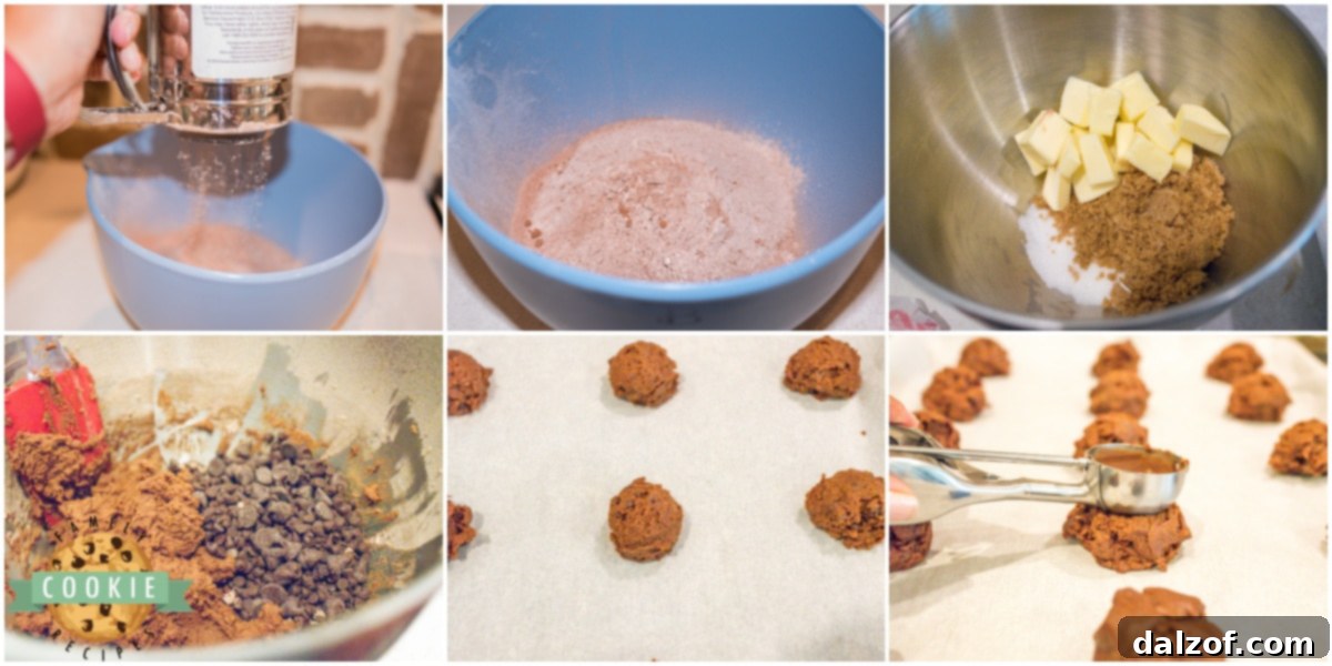 Step-by-step process of making German Chocolate Cookies