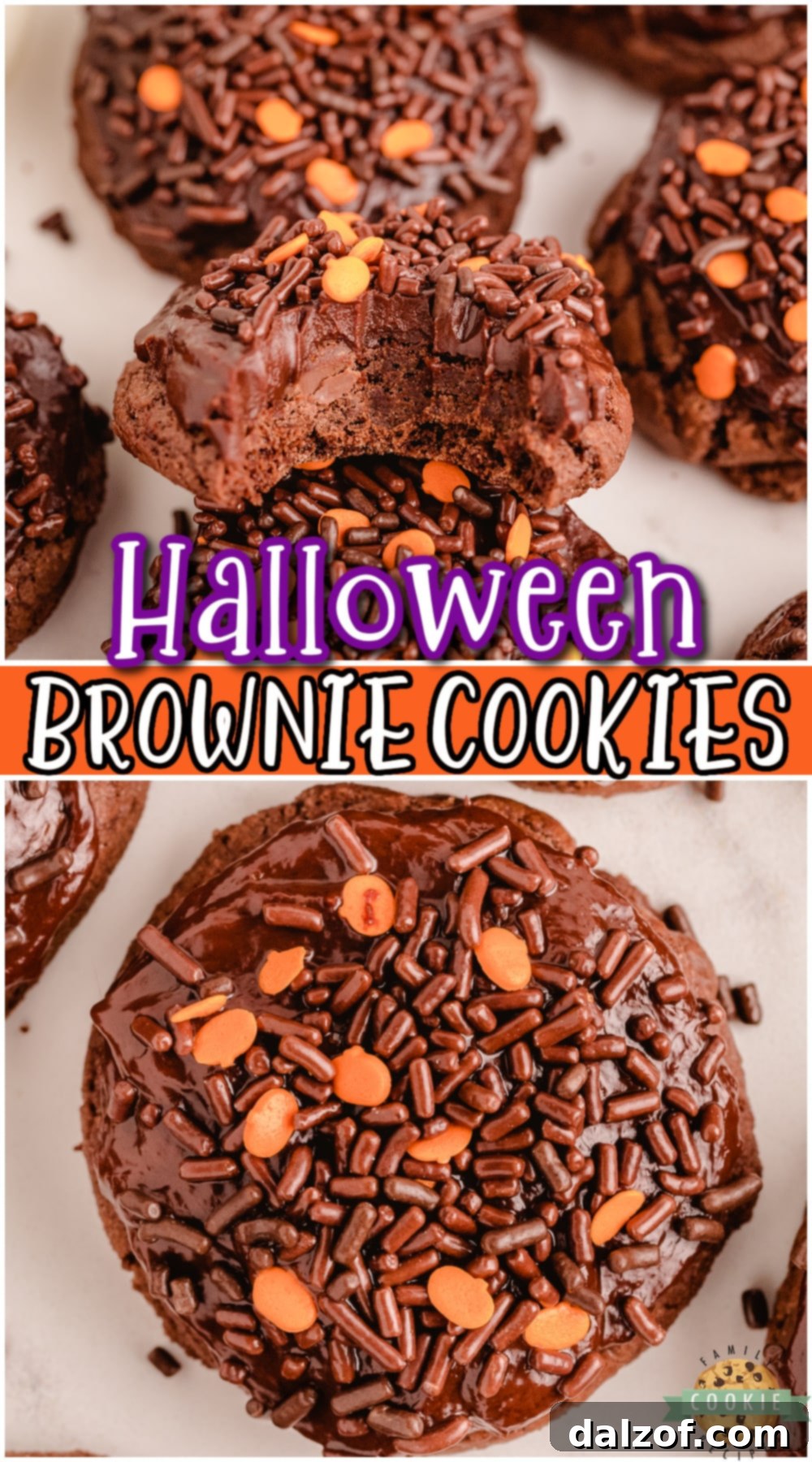 Halloween Brownie Cookies are everything you love about brownies, in cookie form! Soft & chewy with a decadent chocolate icing, these festive cookies are perfect for chocolate lovers!
