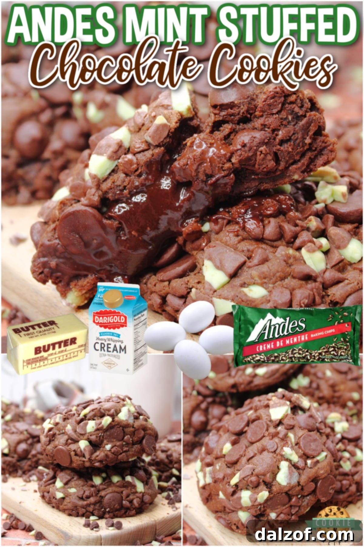 Andes Mint Stuffed Chocolate Cookies are rich chocolate mint cookies that are filled with chocolate ganache and a grasshopper cookie in the middle. Tons of mint flavor in this amazing chocolate cookie recipe! 