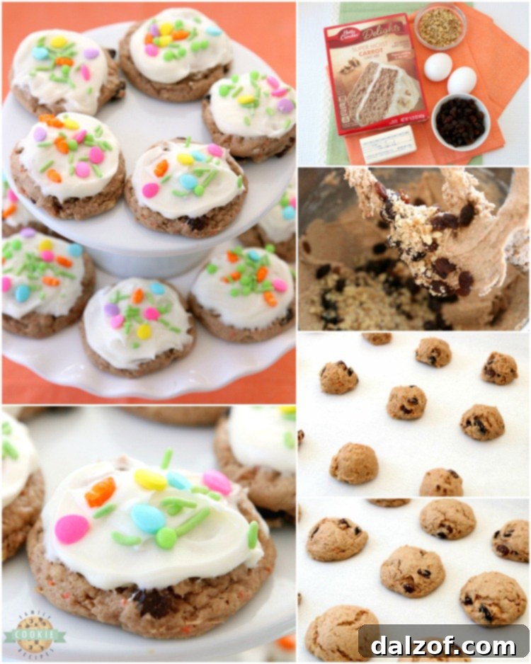 Carrot Cake Cookies are soft and chewy, flavorful carrot cake cookies made with a cake mix! Topped with a creamy cheesecake frosting, these carrot cake cookies are perfect for Easter! 