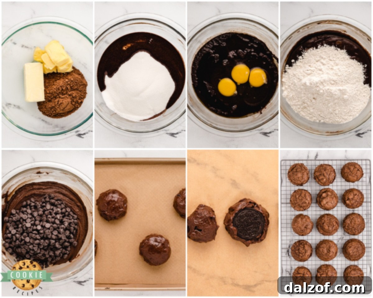 Ingredients laid out for making Oreo stuffed brownie cookies