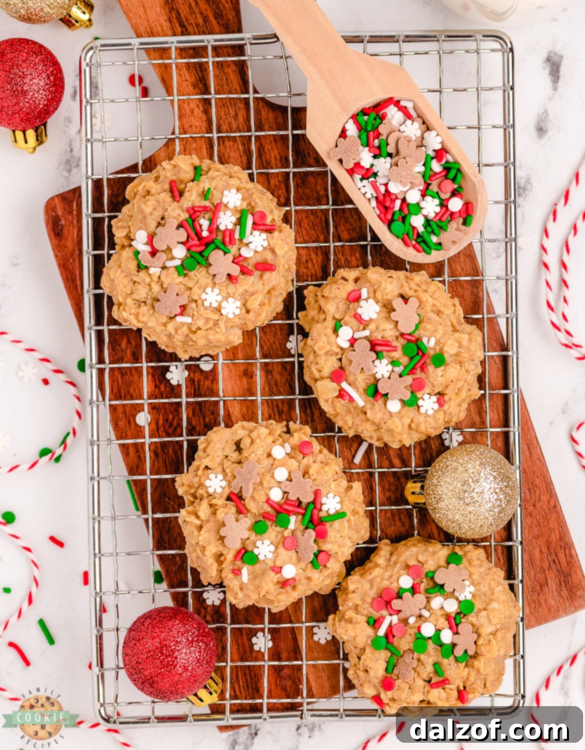 no bake gingerbread with Christmas sprinkles on top