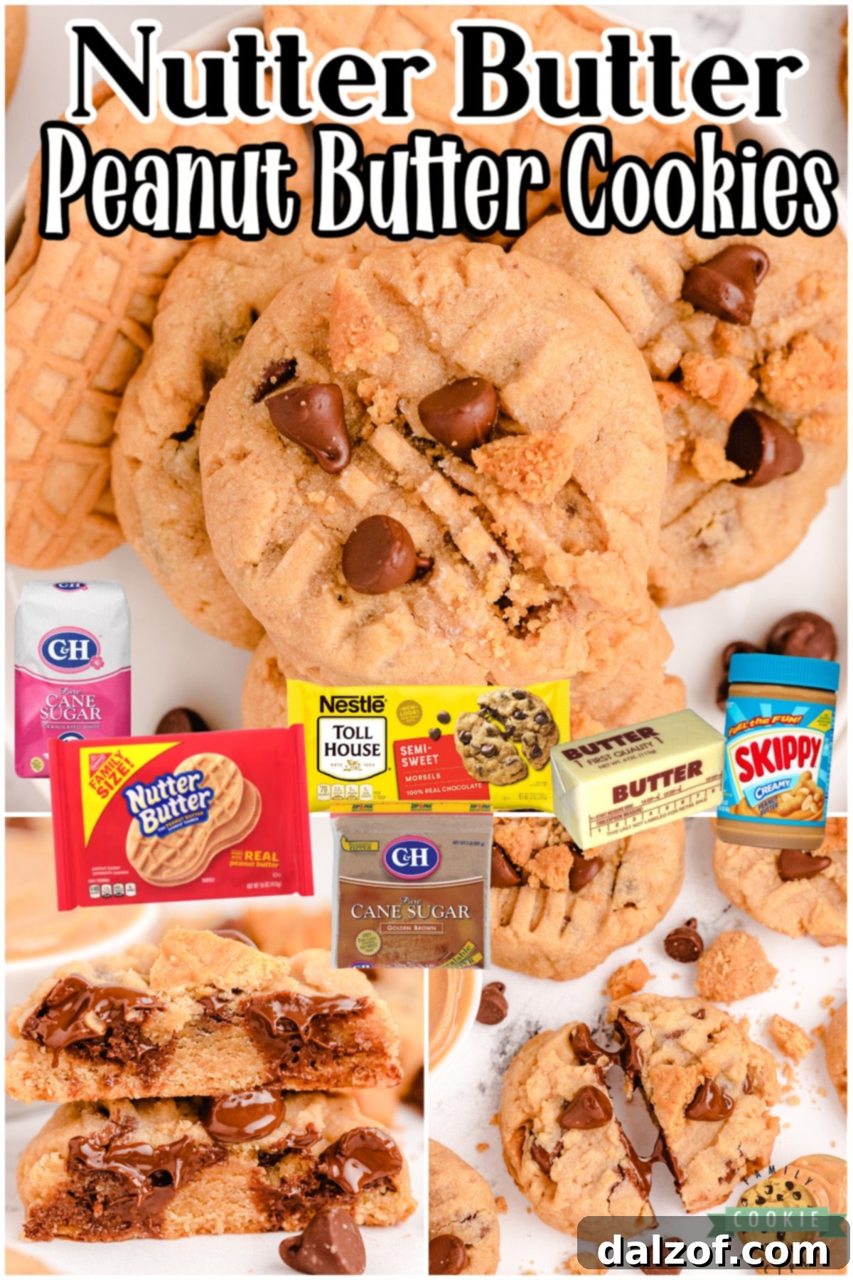 Irresistible Nutter Butter Chocolate Chip Peanut Butter Cookies, a perfect blend of peanut butter and chocolate, promising a delightful treat for all Nutter Butter lovers.