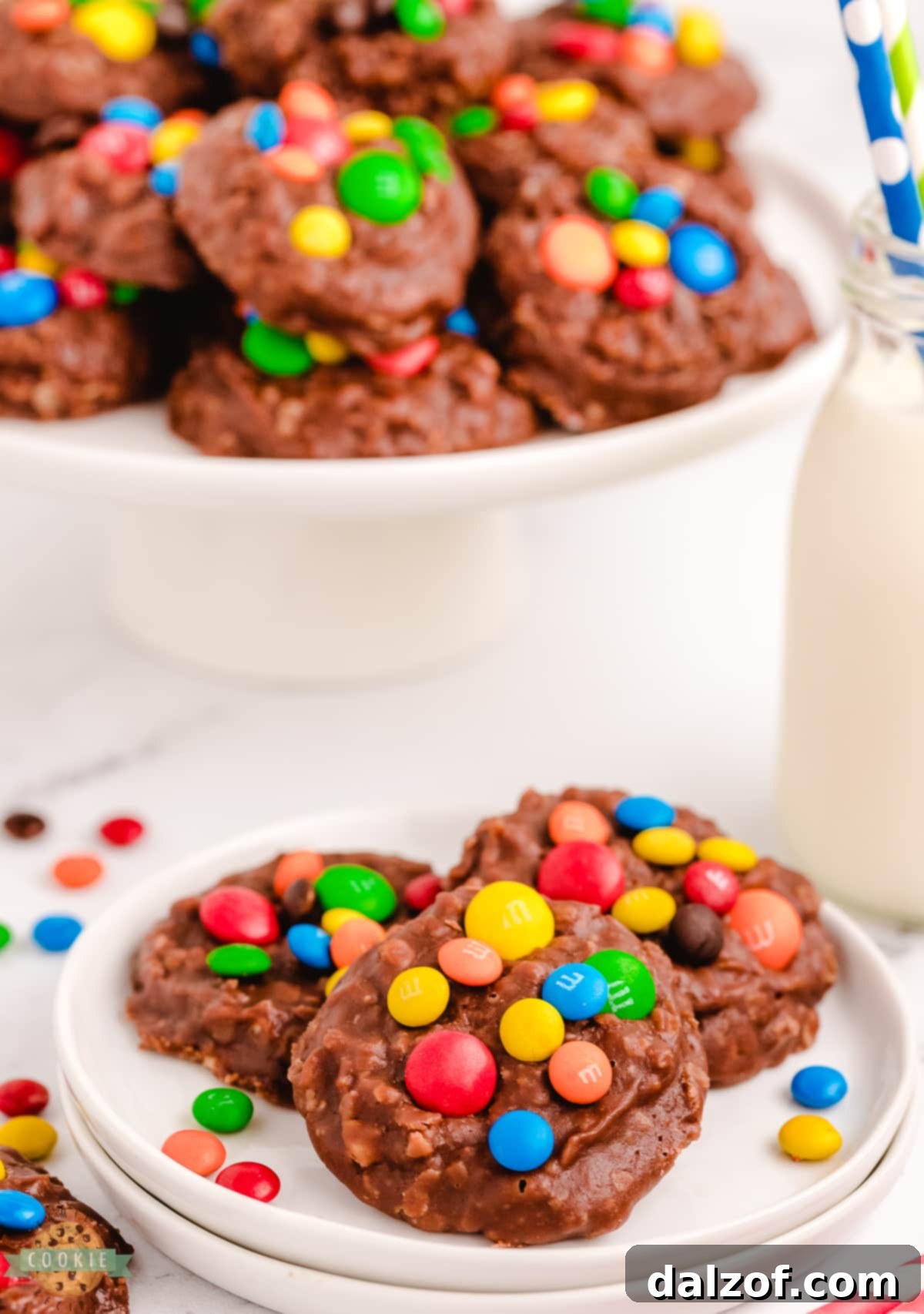 no bake cookies on a white plate