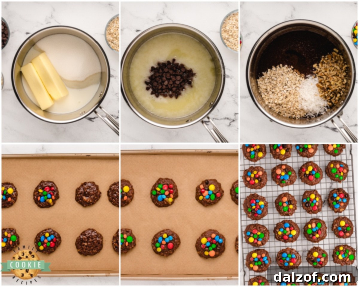 how to make no bake M&M cookies