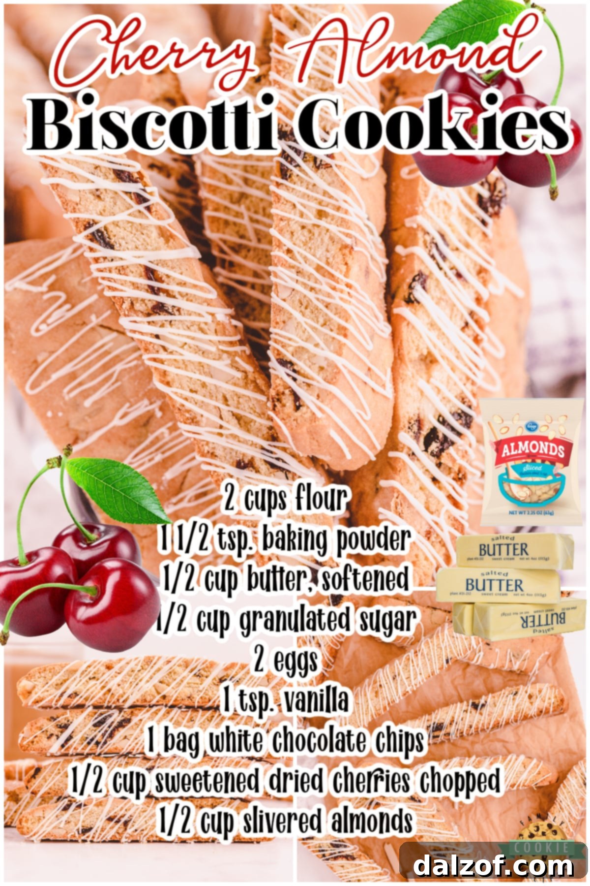 Made with dried cherries & slivered almonds, this homemade cherry biscotti recipe feels fancy and indulgent. Perfect treat for your morning coffee or tea!