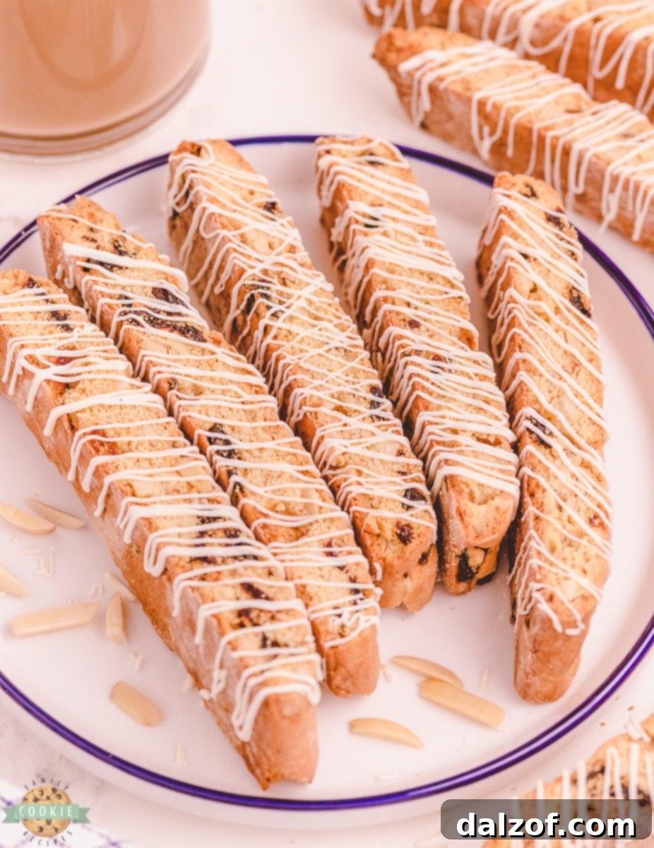 Cherry biscotti on a white plate