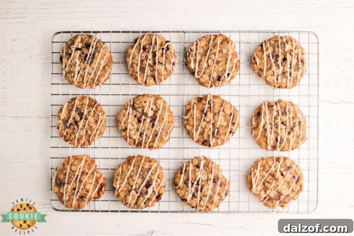 Oatmeal cookies with maple glaze cooling on a rack