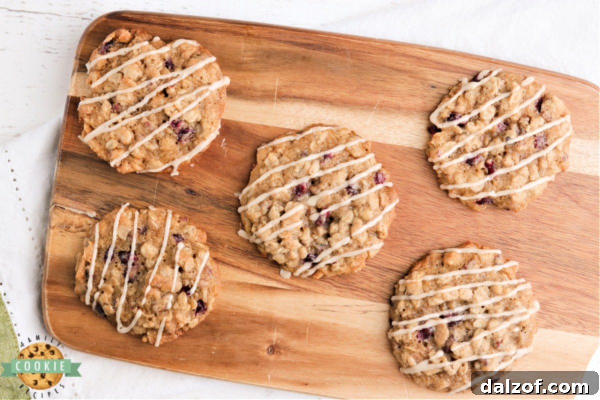 Close-up of oatmeal cookies with a glistening maple glaze
