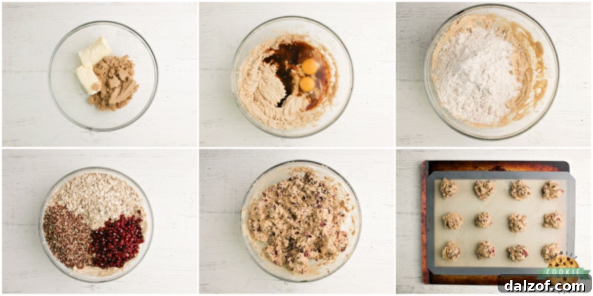 Step-by-step instructions and visual guide on how to prepare Glazed Pomegranate Oatmeal Cookies