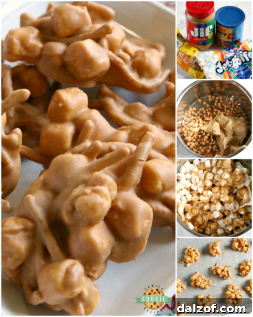 Marshmallow Peanut Butter No Bake Cookies are made with only 4 ingredients - marshmallows, peanut butter, butterscotch chips and chow mein noodles!