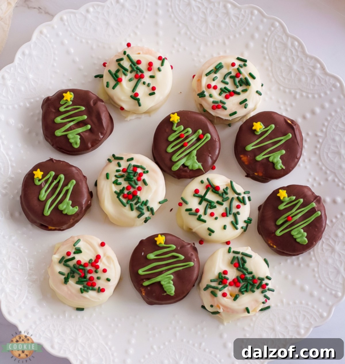 Close-up of chocolate peanut butter Ritz cracker cookies on parchment paper