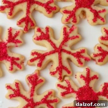 Festive red snowflake peppermint cut out cookies