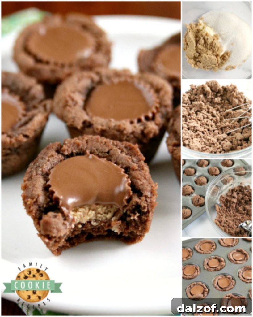 Reese's Chocolate Cookie Cups are bite-sized treats made with a delicious chocolate cookie base that is filled with a miniature Reese's Peanut Butter Cup! The perfect chocolate and peanut butter dessert!