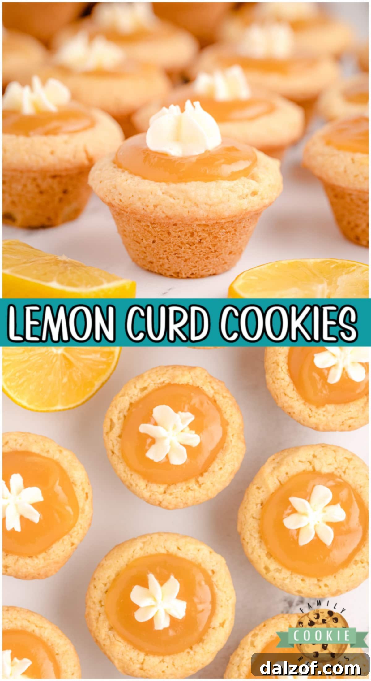 Vibrant lemon curd cookies, a perfect dessert for any lemon lover, on a rustic background