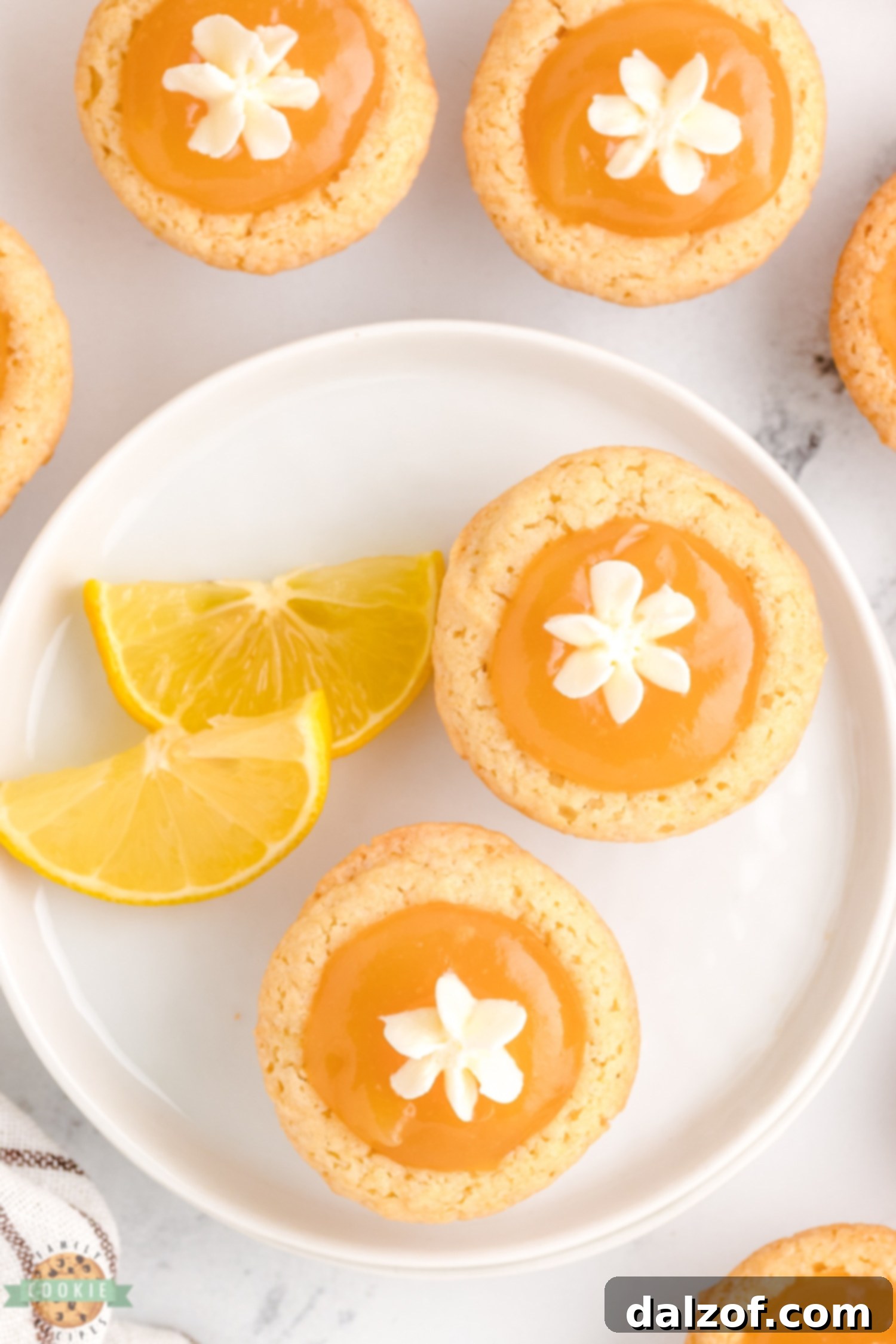Plate of perfectly golden lemon curd cookie cups