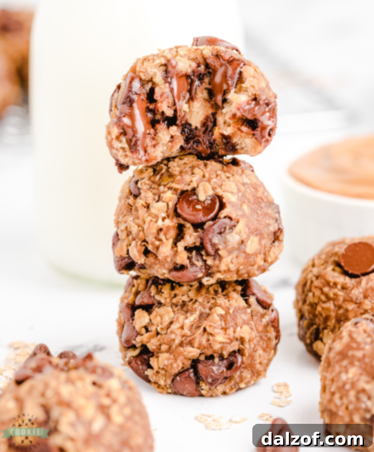 Easy Vegan Chocolate Chip cookies stacked